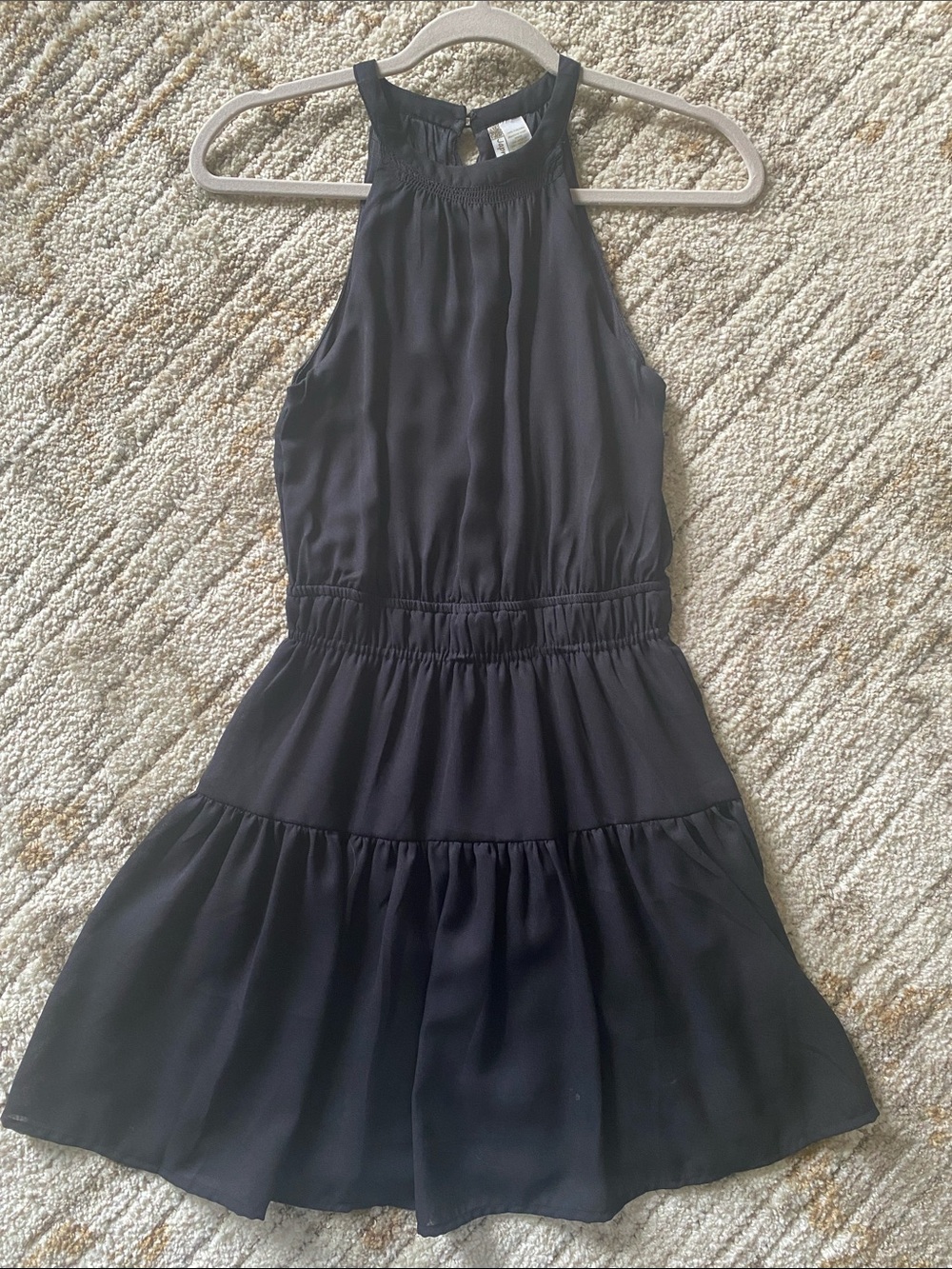 Japna Black Halter Tiered Mini Dress